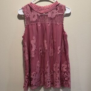 Xhilaration Sleeveless Lace Top - Mauve